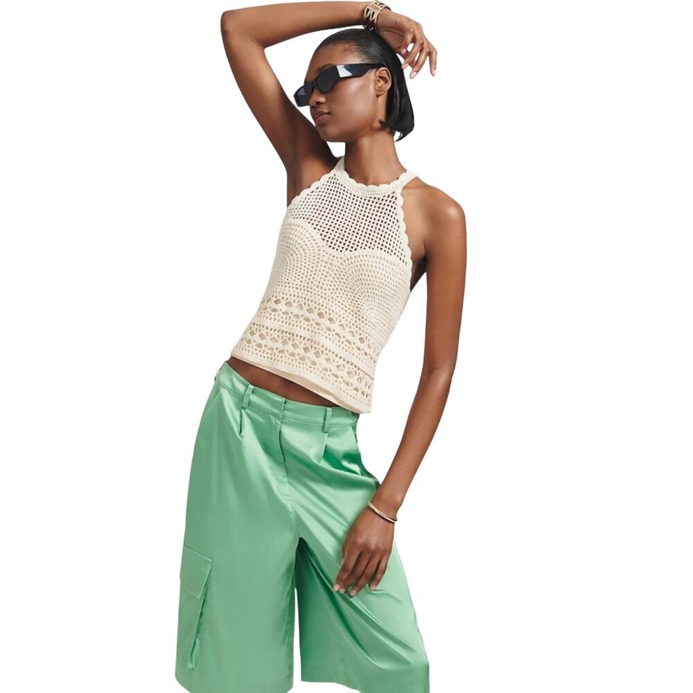 By Anthropologie Ivory Crochet Sweater Tank NWT Size Small